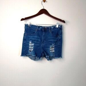 Vince Blue Denim Frayed Waist & Hem Distressed Shorts Women 9 Beach Jhanties Y2K